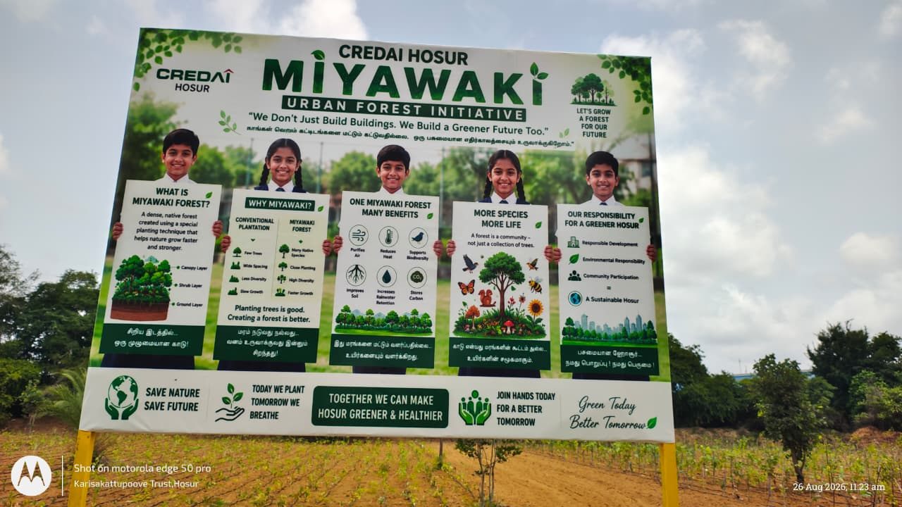 CREDAI Hosur Miyawaki Urban Forest Initiative signboard