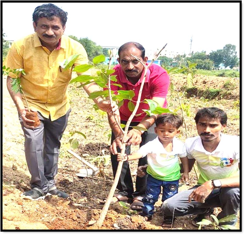 School child planting a sapling